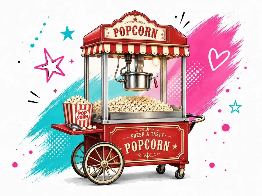 Popcornmaschine im Retro-Wagen